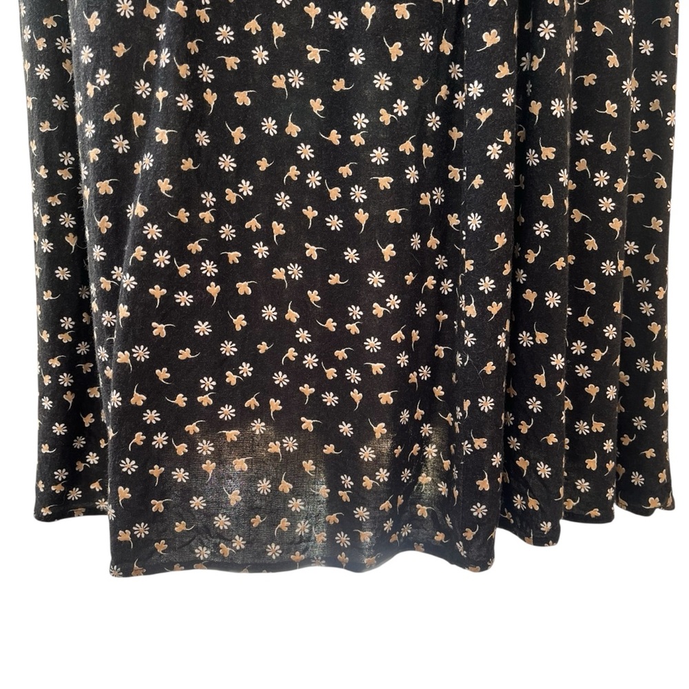 Vintage 80s midi tank dress black shabby chic ditzy floral rayon S - Picture 10 of 14